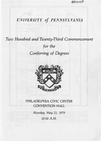 1979 Commencement Program, University Archives, University Of