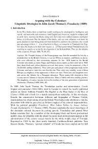 Arguing with the Coloniser: Linguistic Strategies in John Jacob Thomas's Froudacity (1889) 1