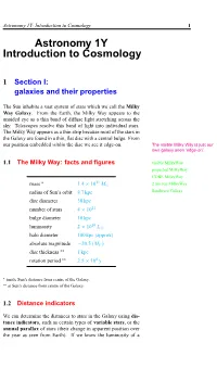 Astronomy 1Y Introduction to Cosmology
