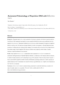 Automated Paleontology of Repetitive DNA with Reanno- Tate