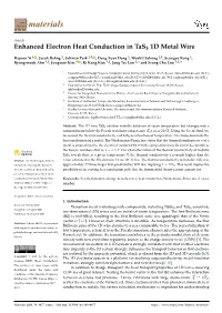 Enhanced Electron Heat Conduction in Tas3 1D Metal Wire