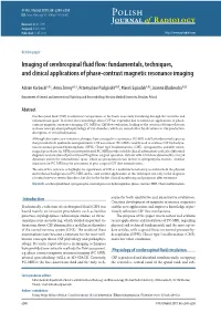 Imaging of Cerebrospinal Fluid Flow: Fundamentals, Techniques, and Clinical Applications of Phase-Contrast Magnetic Resonance Imaging
