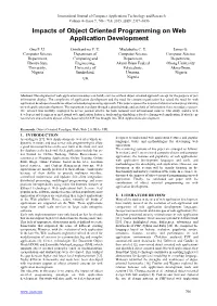 Impacts of Object Oriented Programming on Web Application Development