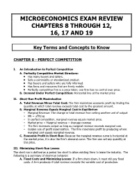 Microeconomics Exam Review Chapters 8 Through 12, 16, 17 and 19
