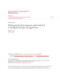 Pathogenicity, Host Response and Control of Cercospora Leaf-Spot of Sugar Beets Edgar F