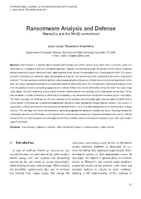 Ransomware Analysis and Defense Wannacry and the Win32 Environment