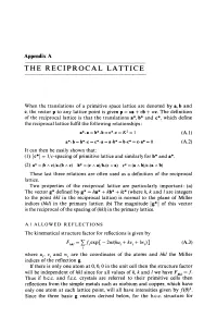 The Reciprocal Lattice