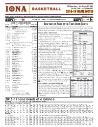2018-19 Game Notes