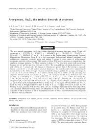 Anorpiment, As2s3, the Triclinic Dimorph of Orpiment