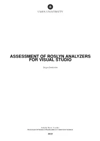 Assessment of Roslyn Analyzers for Visual Studio