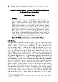 Cultural Contact and the Patterns of Ibibio Personal Names: a Morpho-Syntactic Analysis