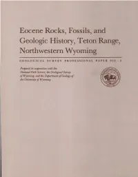 Eocene Rocks, Fossils, and Geologic History, Teton Range, Northwestern Wyoming