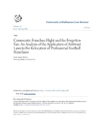Franchise Flight and the Forgotten Fan: an Analysis of the Application