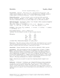 Mirabilite Na2so4 • 10H2O C 2001-2005 Mineral Data Publishing, Version 1