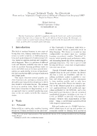 Neural Network Tools: an Overview from Work on "Automatic Classiﬁcation of Alzheimer’S Disease from Structural MRI" Report for Master’S Thesis