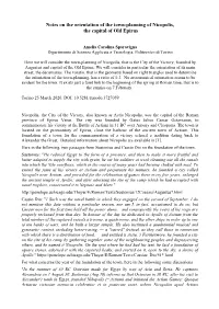 Notes on the Orientation of the Town-Planning of Nicopolis, the Capital of Old Epirus