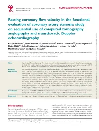 Resting Coronary Flow Velocity in The