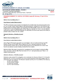 STEWARDS SUMMARY of JUDICIAL OUTCOMES Page
