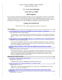 US Army News Roundup 7 June 2021 As of 0400