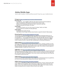 Adobe Mobile Apps Creative Cloud & Document Cloud