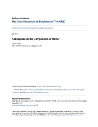 Anaxagoras on the Composition of Matter