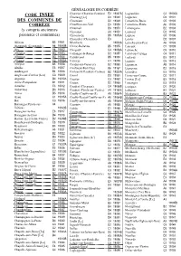 CODE INSEE DES COMMUNES DE CORRÈZE (Y Compris Anciennes