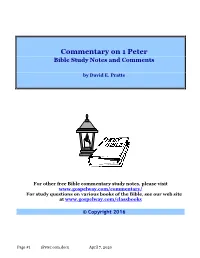 Commentary on 1 Peter Bible Study Notes and Comments
