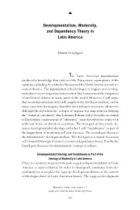 Developmentalism, Modernity, and Dependency Theory in Latin America