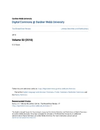 Digital Commons @ Gardner-Webb University Volume 50 (2018)
