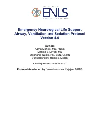 Emergency Neurological Life Support Airway, Ventilation and Sedation Protocol Version 4.0