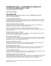 Independant Reading List