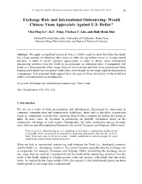 Outsourcing and Exchange Rate: the Case of China
