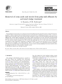 Removal of Resin Acids and Sterols from Pulp Mill Effluents by Activated