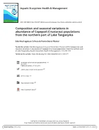 Composition and Seasonal Variations in Abundance of Copepod (Crustacea) Populations from the Northern Part of Lake Tanganyika