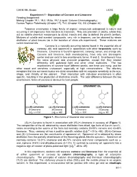 Exp 1 - Separation of Limonene Name ______And Carvone, Due Date in Syllabus