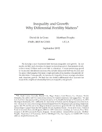 Inequality and Growth: Why Differential Fertility Matters £