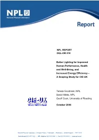 NPL REPORT DQL-OR 019 Better Lighting for Improved Human