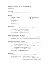 Professor of Classics and Comparative Literature ADDRESS
