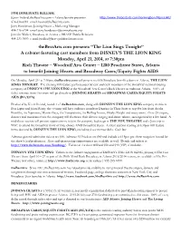 Thebestarts.Com Presents “The Lion Sings Tonight” a Cabaret