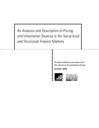 An Analysis and Description of Pricing and Information Sources in the Securitized and Structured Finance Markets