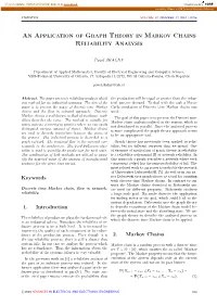 An Application of Graph Theory in Markov Chains Reliability Analysis