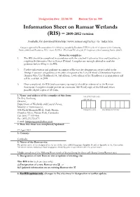 Information Sheet on Ramsar Wetlands (RIS) – 2009-2012 Version