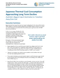 Japanese Thermal Coal Consumption Approaching Long Term Decline Australia’S Biggest Export Destination to Transition Away from Coal