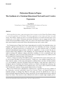 Polynesian Hymns in Papua: the Synthesis of a Christian Educational Tool and Local Creative Expression