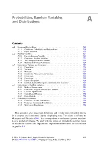 Probabilities, Random Variables and Distributions A