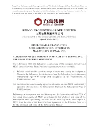 REDCO PROPERTIES GROUP LIMITED 力高地產集團有限公司 (Incorporated in the Cayman Islands with Limited Liability) (Stock Code: 1622)