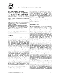 Spatial Variation in Phytoplankton Diversity in the Sabarmati River At