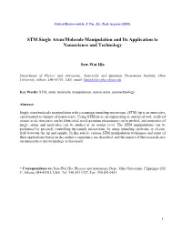 STM Single Atom/Molecule Manipulation and Its Application to Nanoscience and Technology