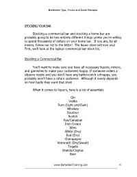STOCKING YOUR BAR Stocking a Commercial Bar and Stocking A