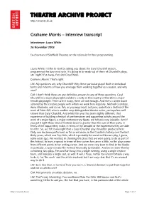 Theatre Archive Project: Interview with Grahame Morris